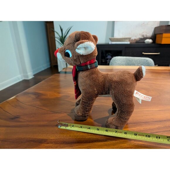 Dan Dee Rudolph Plush Collectible Reindeer With Red Nose & Plaid Scarf 11" - Picture 7 of 10